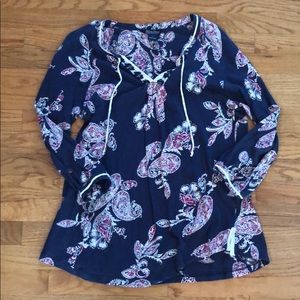 Lucky Brand Quarter Sleeve Paisley Top